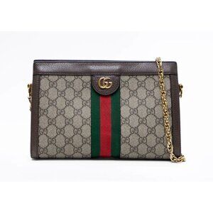 Pre-owned Gucci Ophidia GG Supreme Web Monogram Canvas Chain Small Crossbody Bag